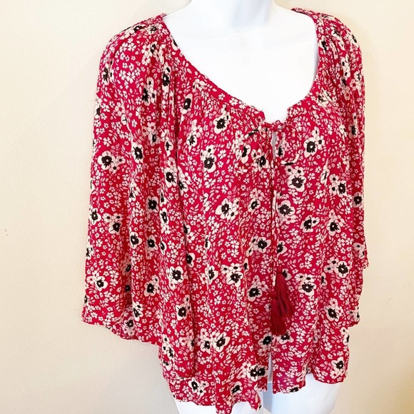 Zara Floral Print Kimono Sleeve Peasant Top XS - Picture 3 of 15